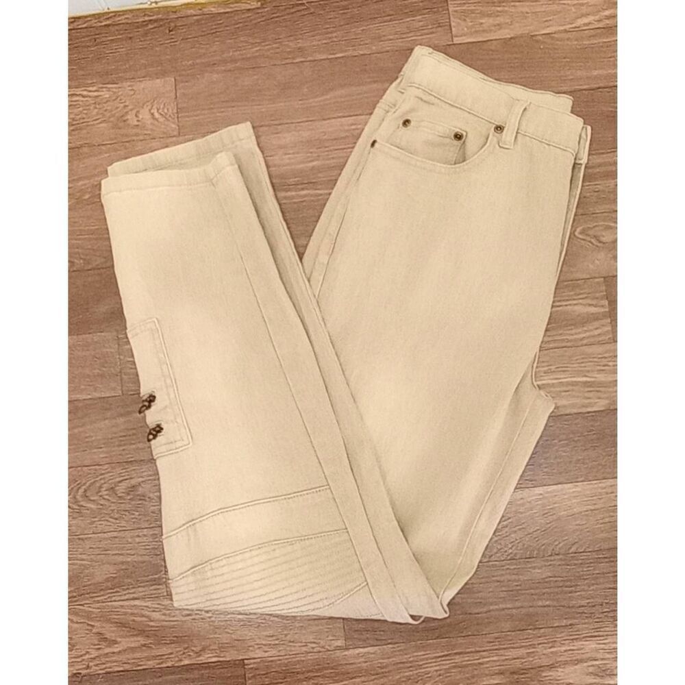 DG2 by Diane Gilman denim, high-rise,tan jeans size 8